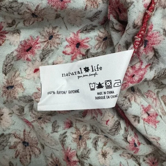 Natural Life Boho Floral Maxi Skirt Size XL Tiered Flowy Elastic Gold Red Beach - Picture 15 of 15